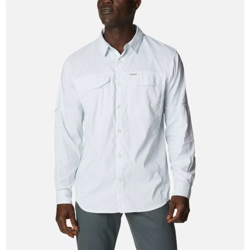 コロンビア メンズ シルバー リッジ ライト プレイド ロング スリーブ シャツ ホワイト クワイエット グリッド