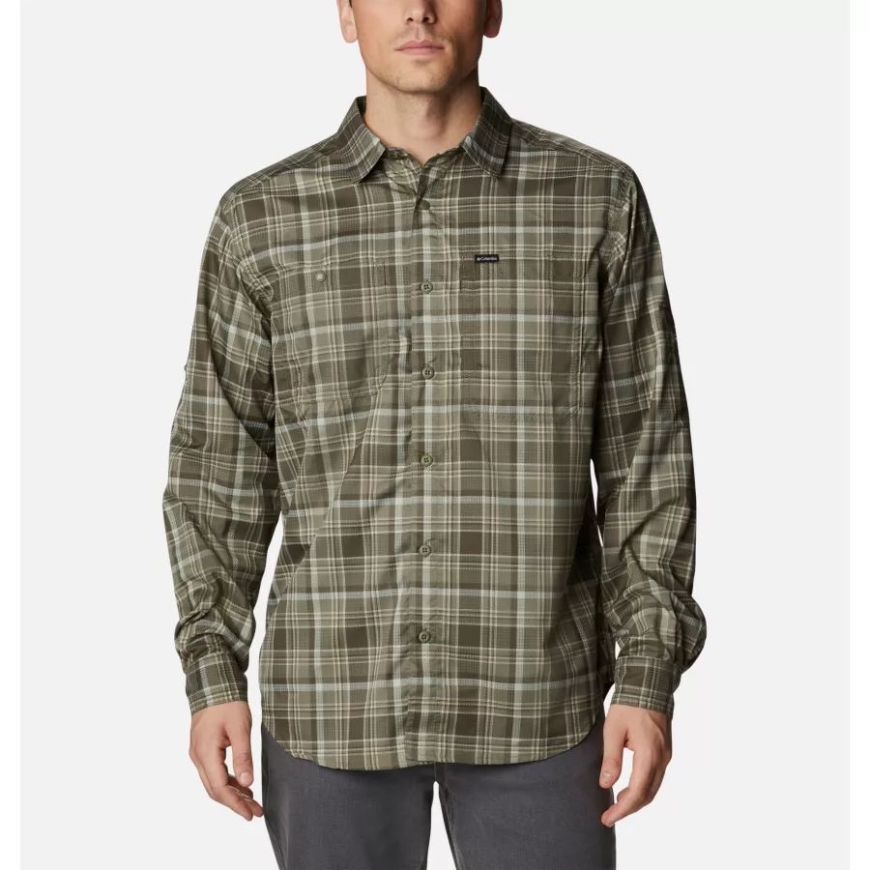 コロンビア メンズ シルバーリッジ ユーティリティ ライト プレイド ロング スリーブ シャツ ストーン グリーン マルチ プレイド