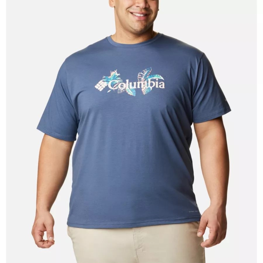 コロンビア メンズ サン トレック 半袖 グラフィック Tシャツ ビッグ ダーク マウンテン/トロピカル グラフィック