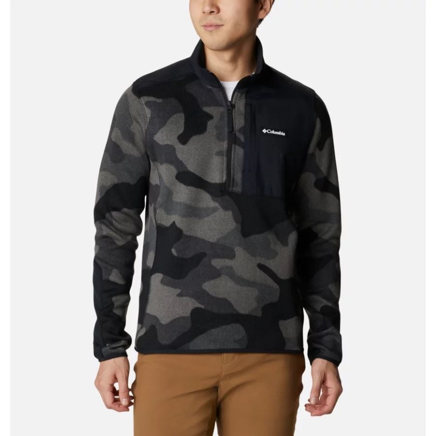 コロンビア メンズ セーター ウェザー フリース プリント ハーフジップ プルオーバー ブラック モッズ カモ/ブラック