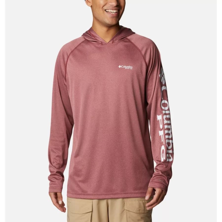 コロンビア メンズ ターミナル タックル ヘザー パーカー レッド ジャスパー ヘザー/ホワイト ロゴ