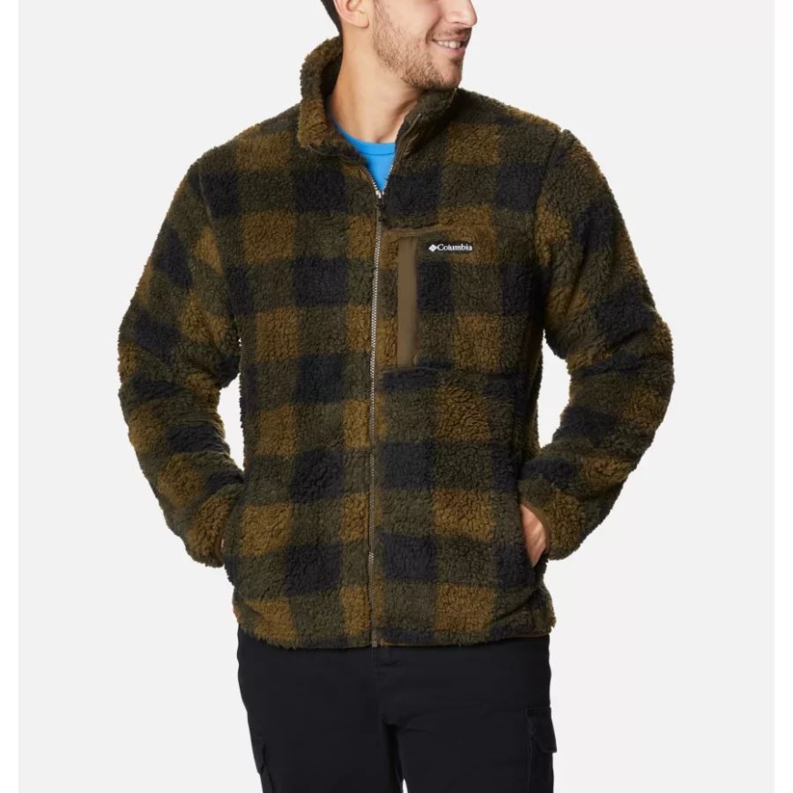 コロンビア メンズ ウィンター パス シェルパ フリース ジャケット オリーブ グリーン チェック