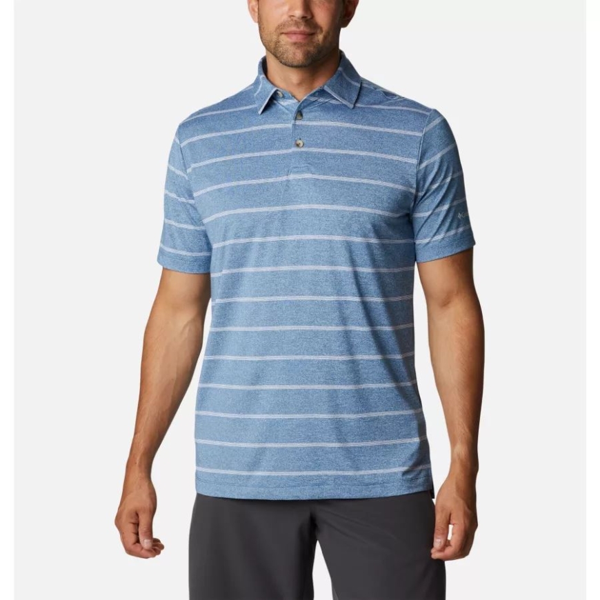 コロンビア ミネラルブルー メンズ オムニウィック ピッチマークポロ