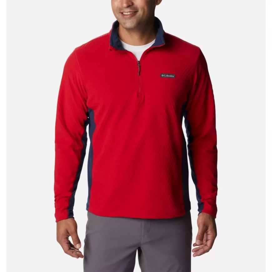 コロンビア マウンテン レッド/カレッジネイビー メンズ オーバーロード パス ハーフジップ シャツ
