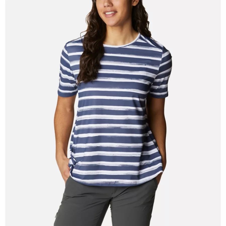 コロンビア ノクターナル ブラッシュ ストライプ レディース チルリバー 半袖シャツ