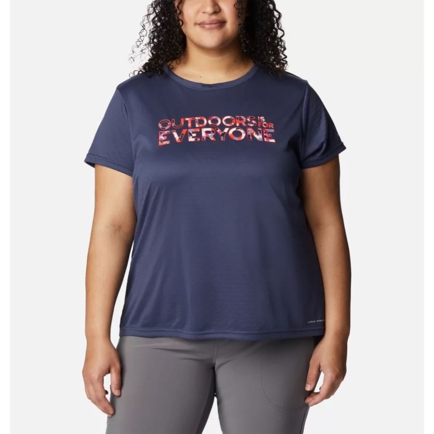 コロンビア夜行性アウトドアは誰にとっても女性のシロ アイス グラフィック半袖クルー シャツ プラス サイズ