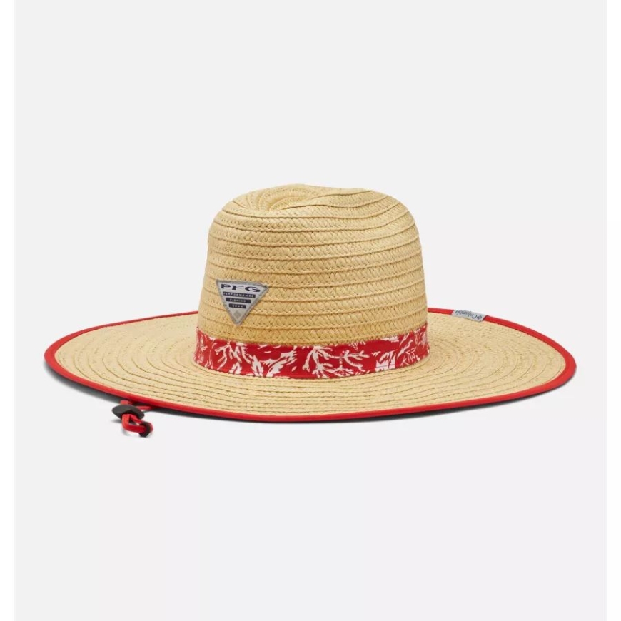 コロンビア Pfg バハ ストロー ハット レッド スパーク コナ プリント