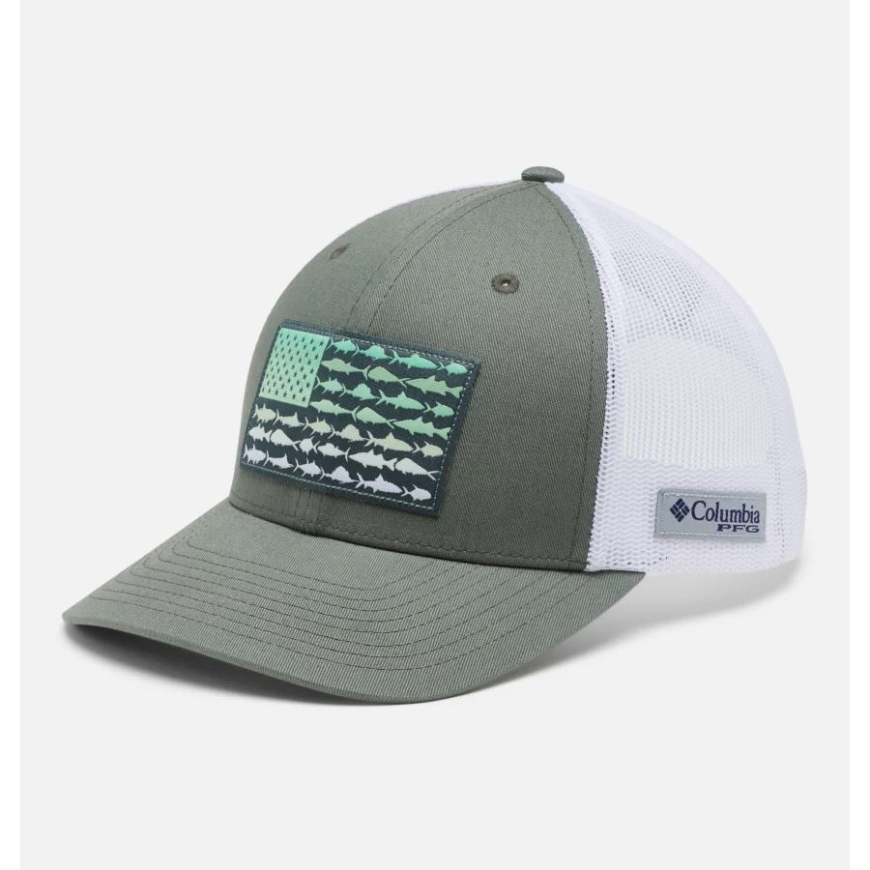 コロンビア PFG フィッシュ フラッグ メッシュ スナップバック ハイ クラウン メタル