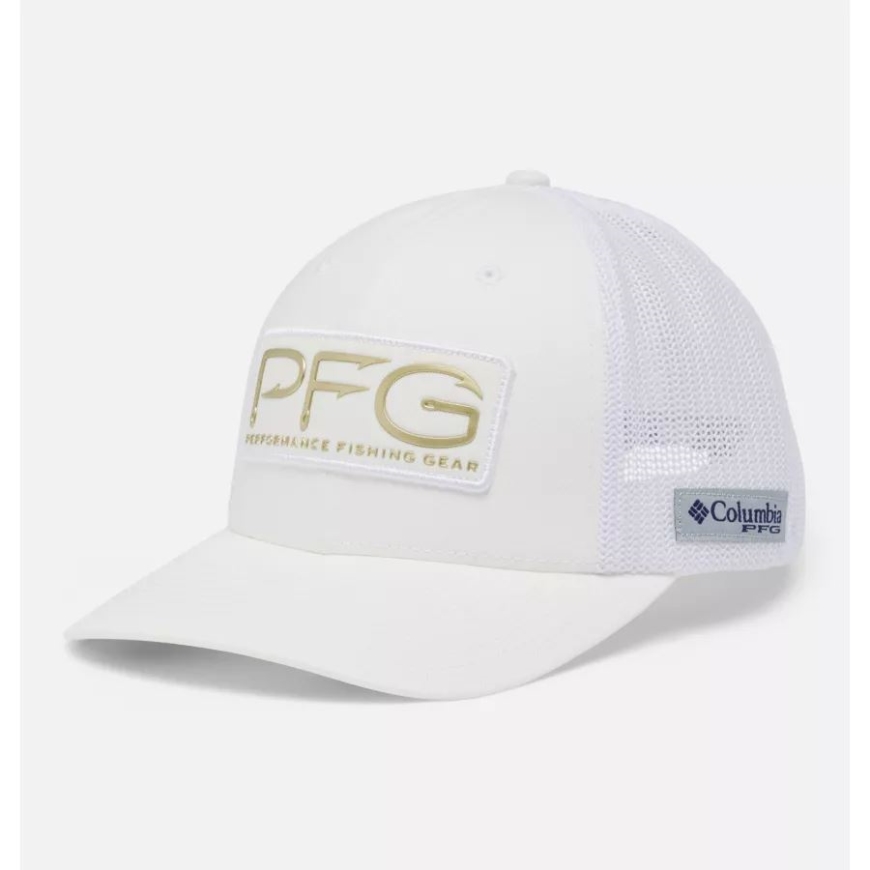 コロンビア PFG フック メッシュ ボール キャップ ミッド クラウン ホワイト/ゴールド