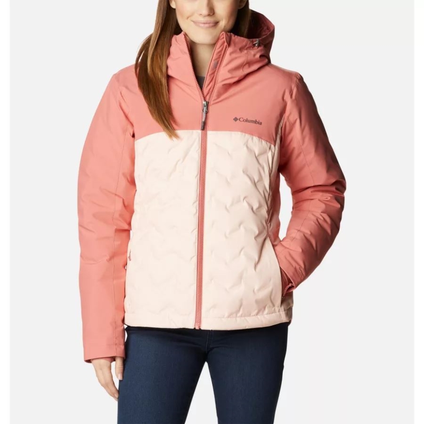 コロンビア ピーチ ブロッサム/ダーク コーラル レディース グランド トレック II ウォータープルーフ フード付きダウン ジャケット