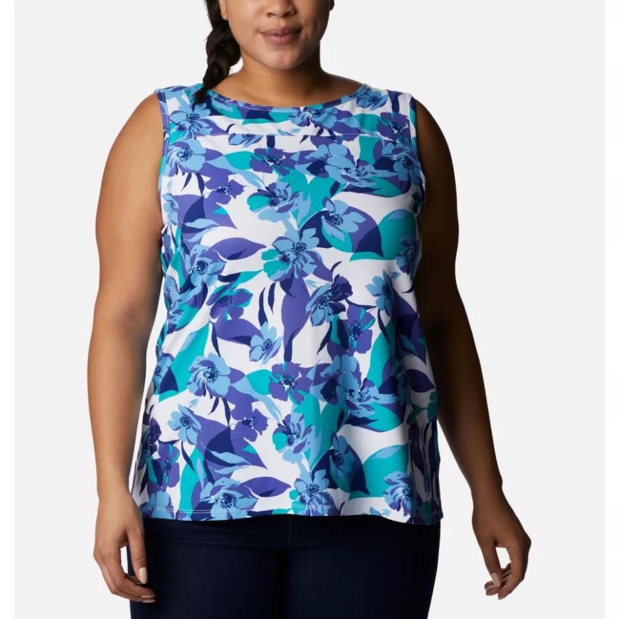 コロンビア パープル ロータス/ポップ フローラ レディース チル リバー タンク プラスサイズ