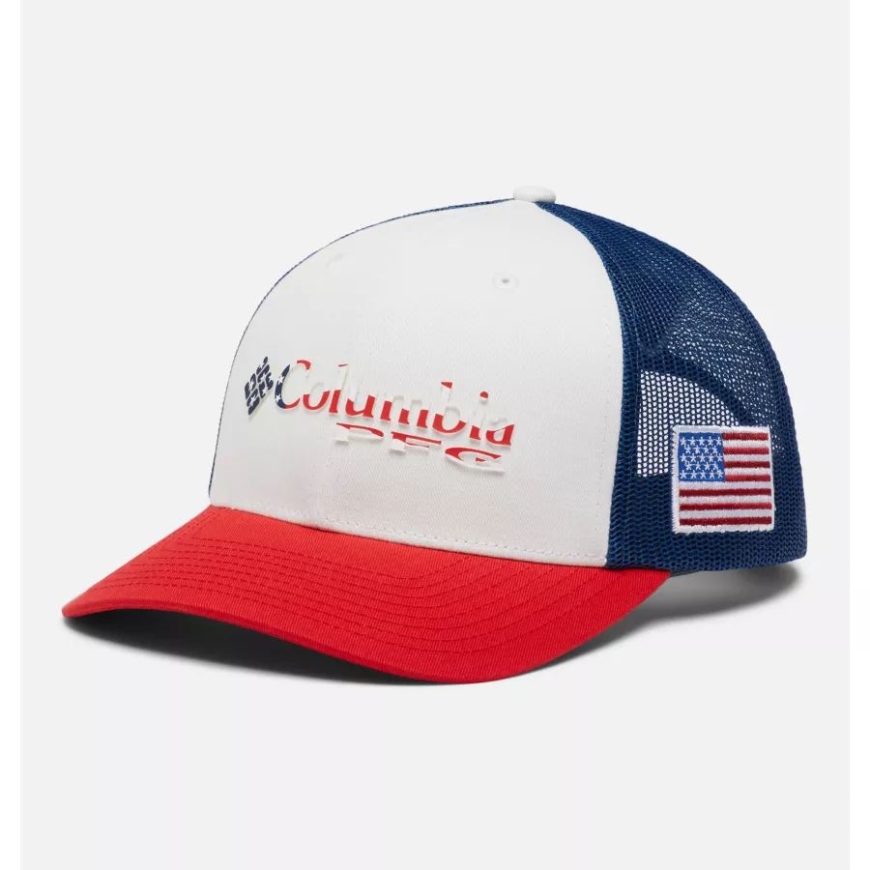 コロンビア レッド スパーク/米国旗 Pfg ロゴ メッシュ スナップバック ミッド クラウン