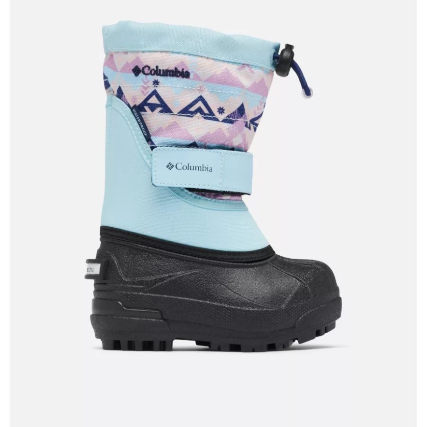 コロンビア スプリング ブルー/ダーク ノクターナル トドラー パウダーバグ プラス II プリント スノーブーツ