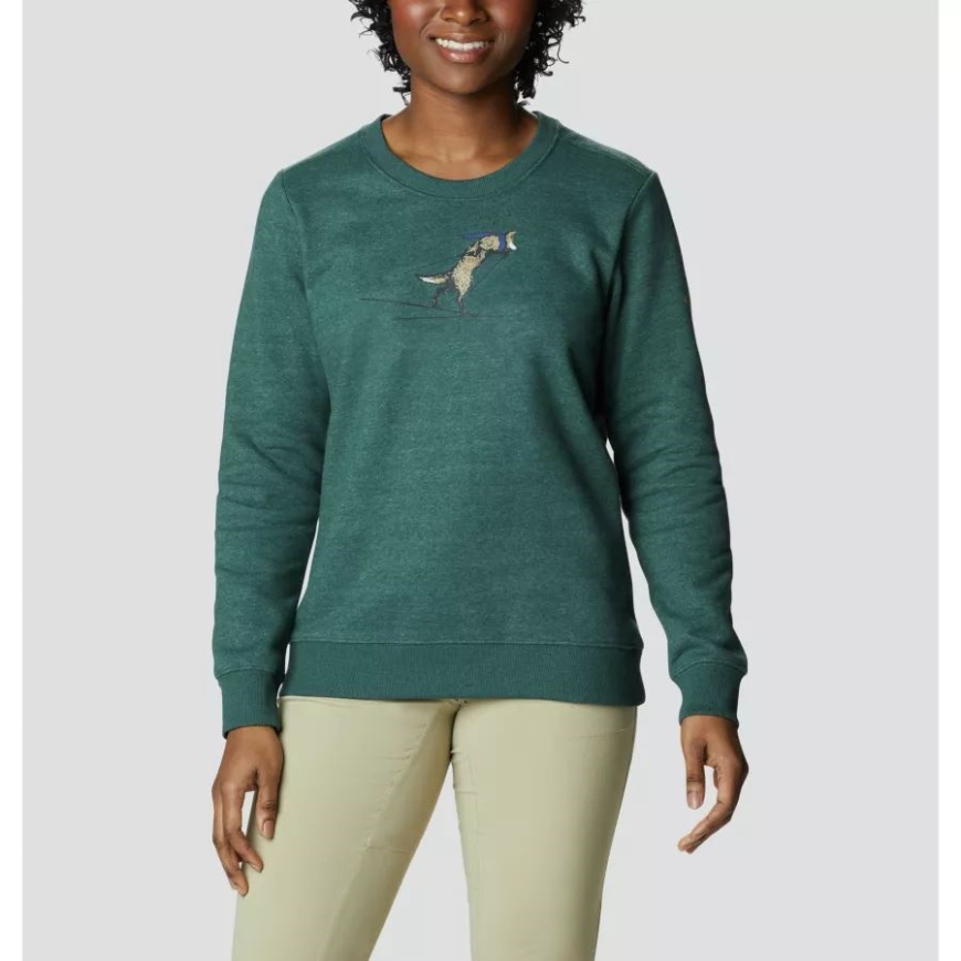 コロンビア スプルース ヘザー/スキー フォックス レディース ハート マウンテン II グラフィック クルー スウェットシャツ