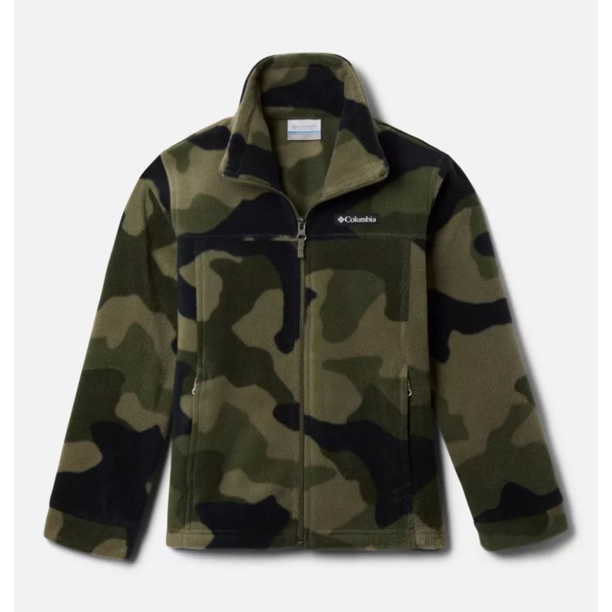コロンビア ストーン グリーン モッズ カモ ボーイズ ジング III プリント フリース ジャケット