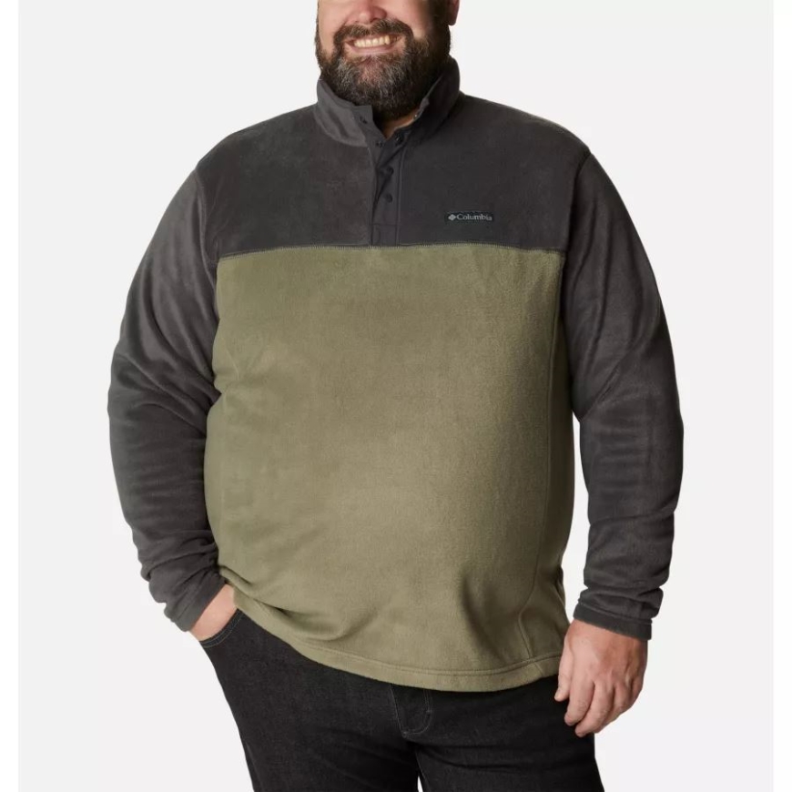 コロンビア ストーン グリーン/シャーク メンズ スティーンズ マウンテン ハーフ スナップ フリース プルオーバー ビッグ