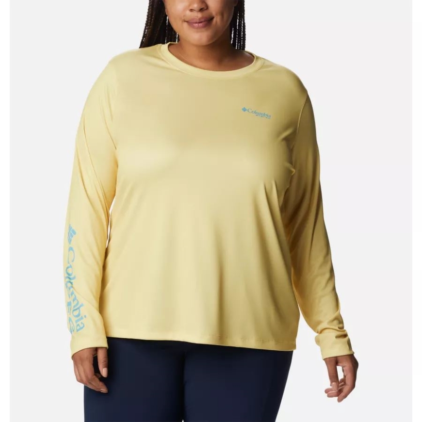 コロンビア スイート コーン/シー ウェーブ レディース Pfg タイダル ティー アイランド タイム ロング スリーブ シャツ プラス サイズ