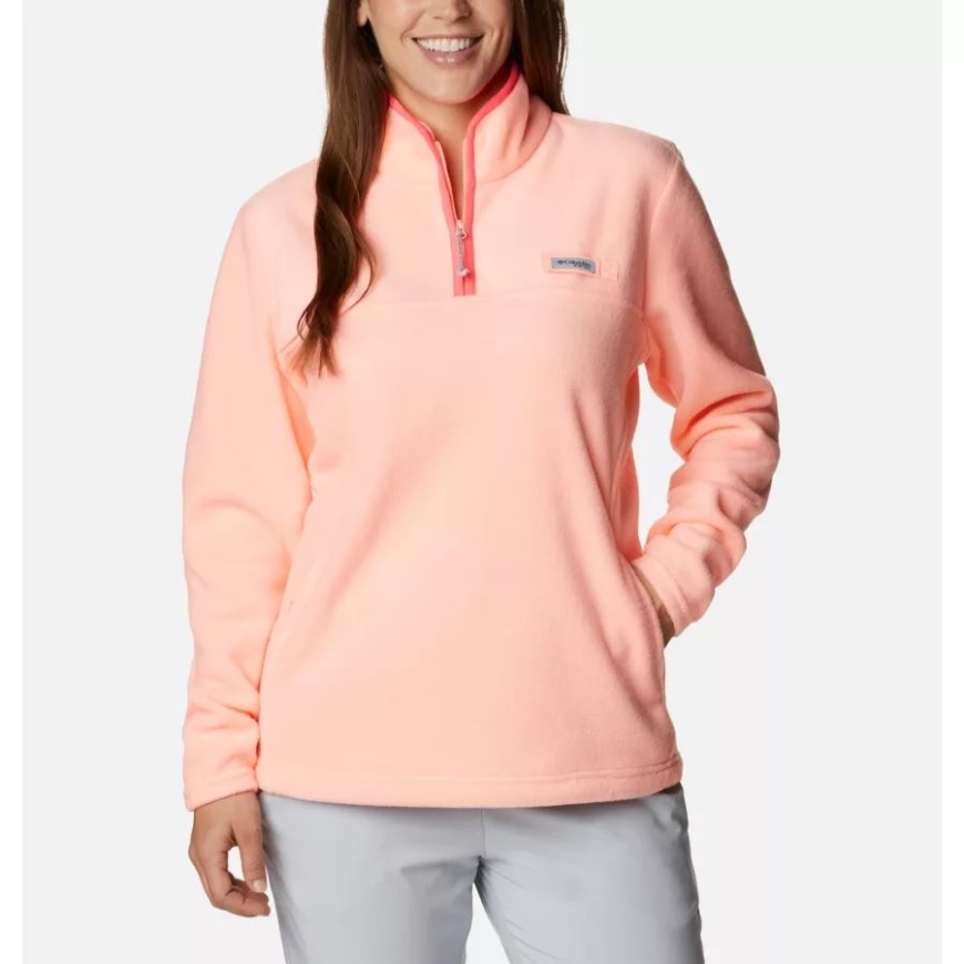 コロンビア ティキ ピンク/ネオン サンライズ レディース Pfg スラック ウォーター ハーフ ジップ フリース プルオーバー