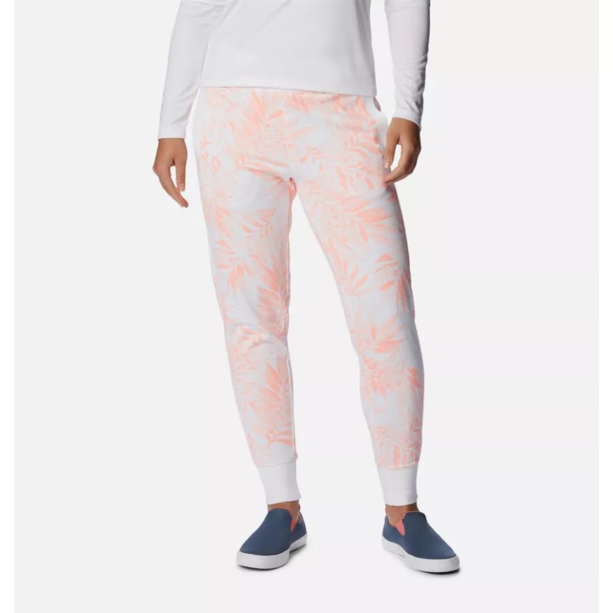 コロンビア ティキ ピンク/パルメット プリント レディース Pfg スラック ウォーター フレンチ テリー​​ ジョガー