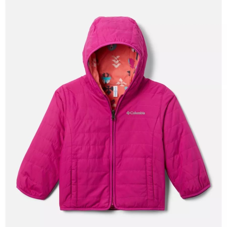 コロンビア トドラー ダブルトラブル リバーシブル ジャケット ワイルド フクシア/ブラッシュ ピンク ウッドランズ
