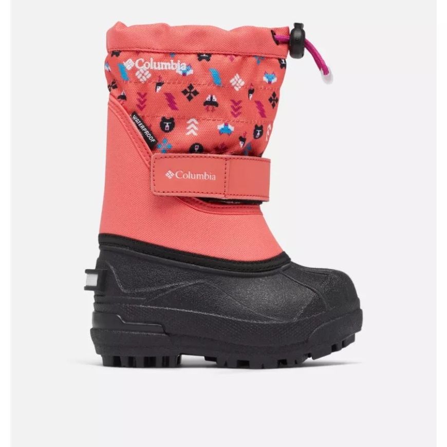 コロンビア トドラー パウダーバグ プラス II プリント スノー ブーツ ブラッシュ ピンク/ホワイト