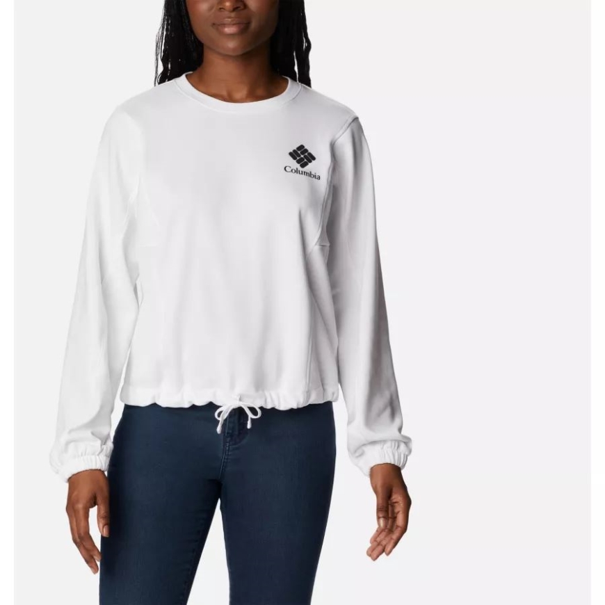 コロンビア ホワイト/ブラック Csc スタック ロゴ ウィメンズ コロンビア トレック シーズン フレンチ テリー​​ クルー