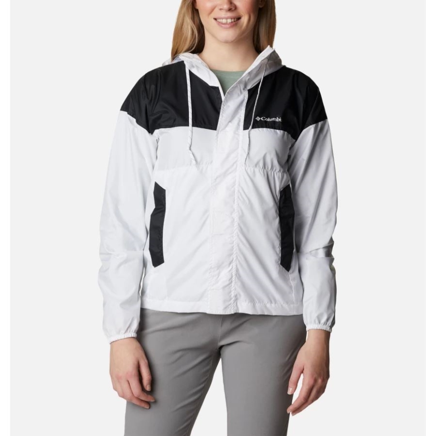コロンビア ホワイト/ブラック レディース フラッシュ チャレンジャー ウィンドブレーカー