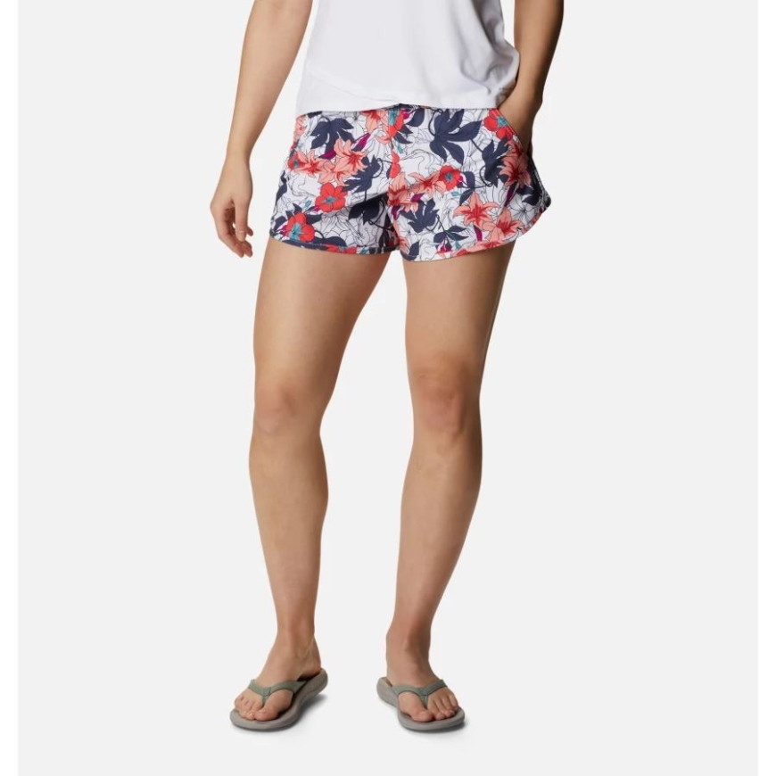 コロンビア ホワイト レイクショア フローラル マルチ レディース ボガタ ベイ ストレッチ プリント ショーツ