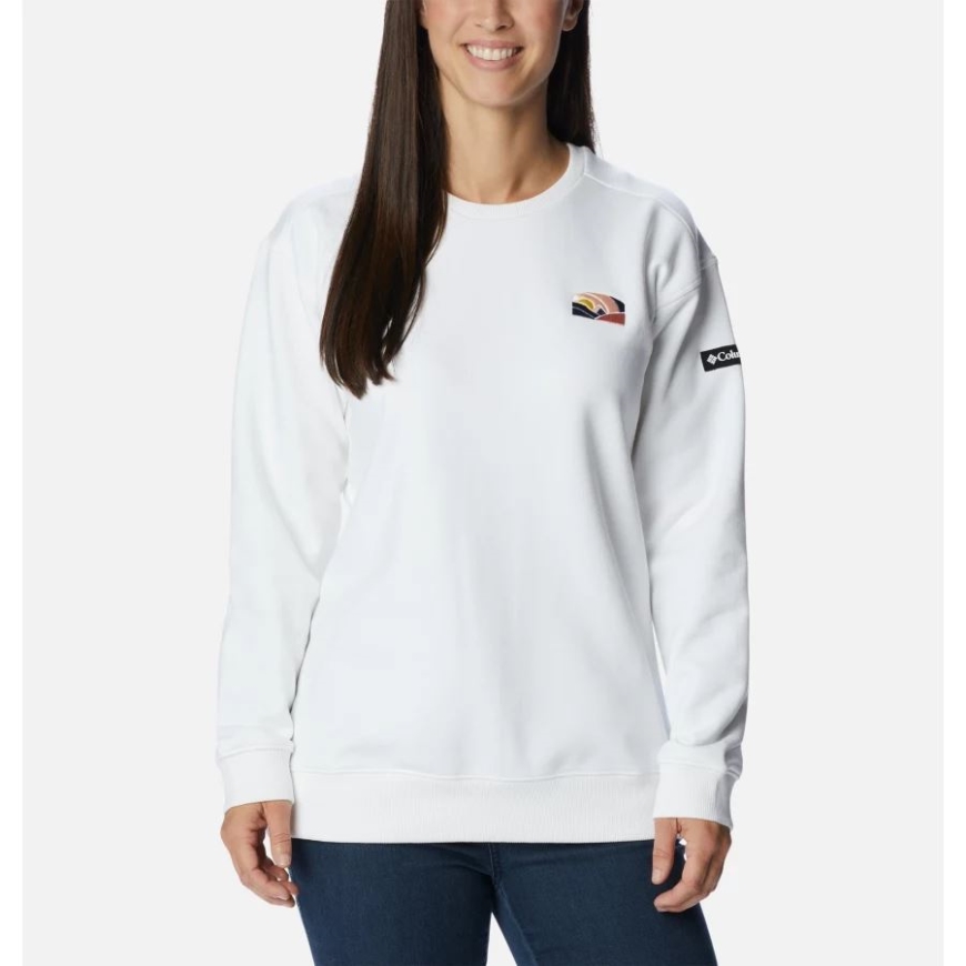 コロンビア ホワイト/サントレック ヒルズ チェスト レディース コロンビア ロッジ ヘビーウェイト グラフィック クルー