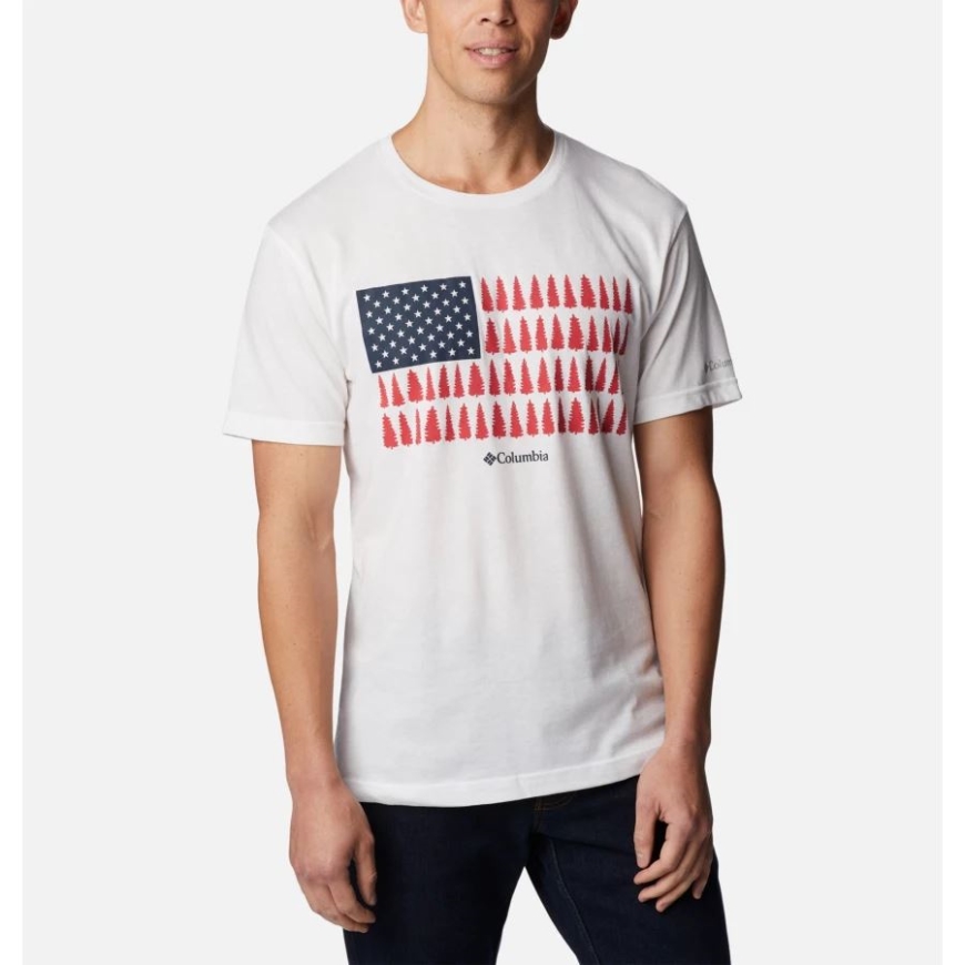 コロンビア ホワイト/ツリーストライプ フラッグ メンズ シスルタウン ヒルズ グラフィック Tシャツ