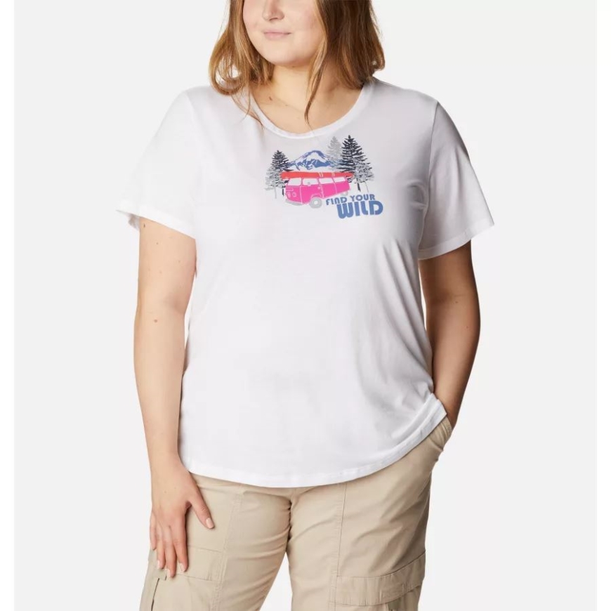 コロンビア ホワイト/バン ライフ レディース デイジー デイズ グラフィック Tシャツ プラスサイズ