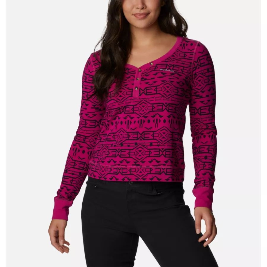 コロンビア ワイルド フクシア 80年代 ストライプ トーナル レディース ヒイラギ ハイダウェイ 長袖シャツ