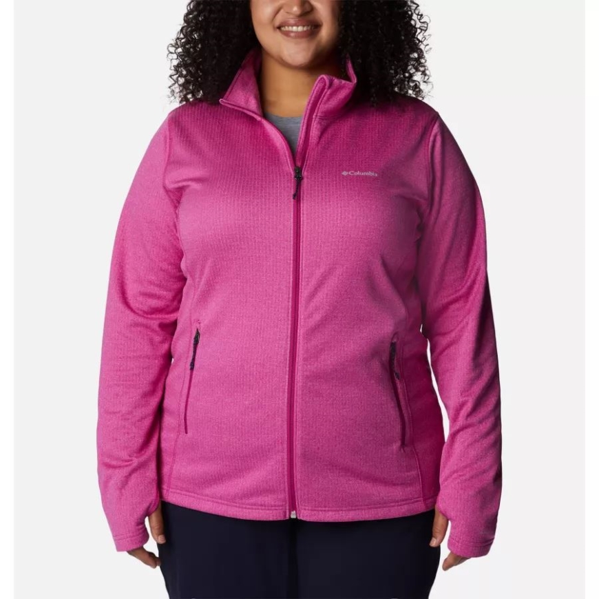 コロンビア ワイルド フクシア ヘザー レディース パーク ビュー グリッド フルジップ フリース プルオーバー プラスサイズ