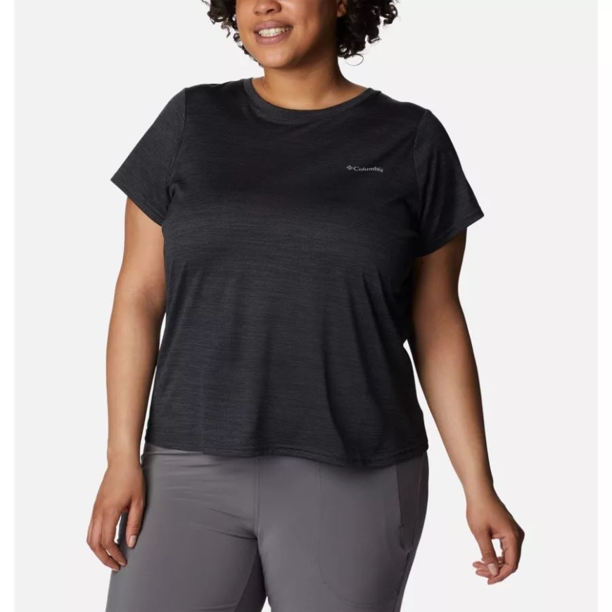 コロンビア レディース アルパイン チル ゼロ 半袖シャツ プラスサイズ ブラック ヘザー