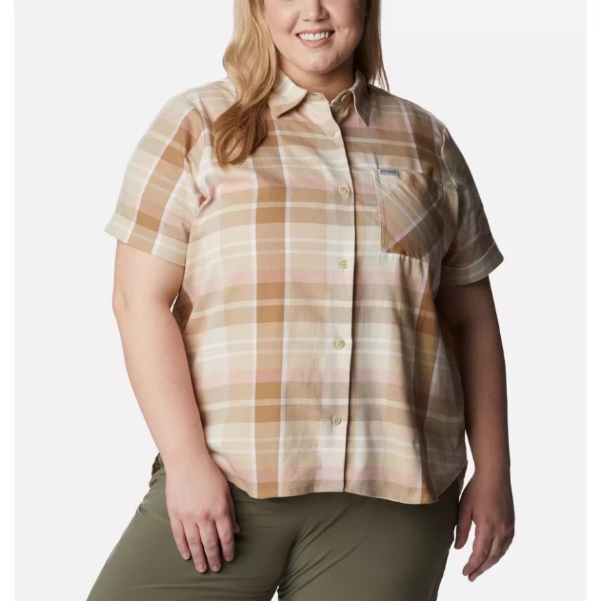 コロンビア レディース いつでもカジュアル ストレッチ ショートスリーブ シャツ プラスサイズ
