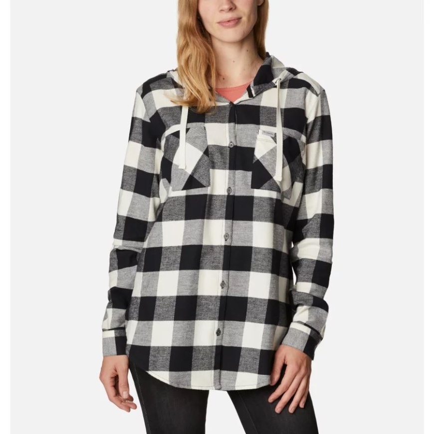 コロンビア レディース いつでもストレッチ フード付き長袖シャツ チョーク バッファロー チェック