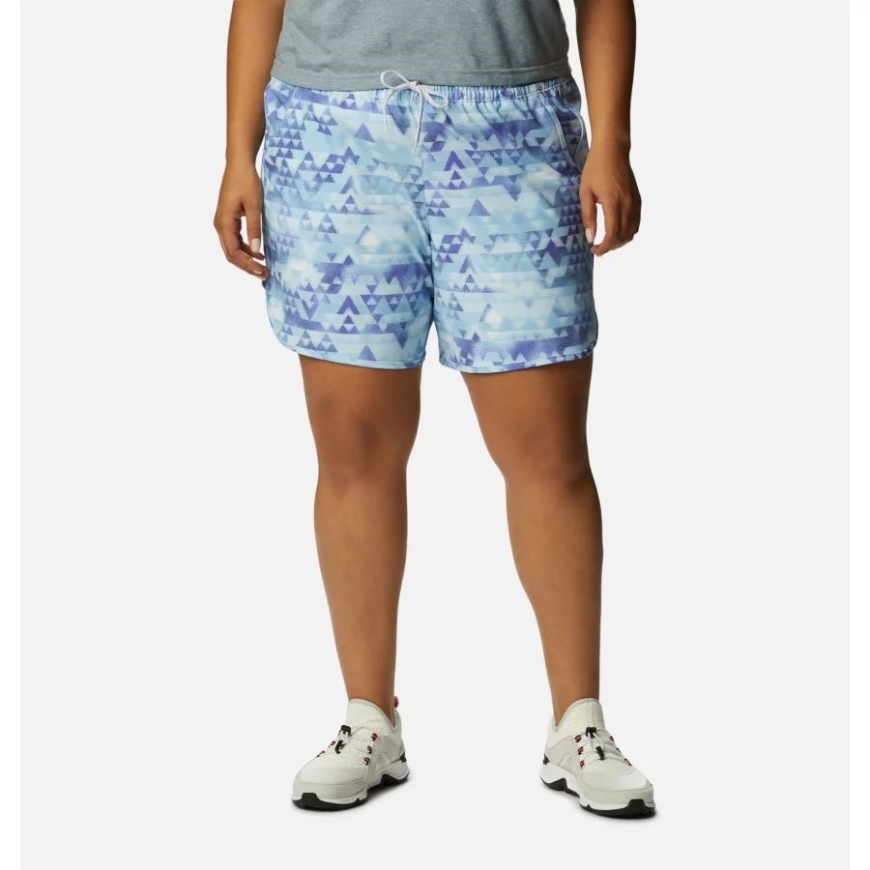 コロンビア レディース ボガタ ベイ ストレッチ プリント ショーツ プラスサイズ パープル ロータス/ディスタント ピークス