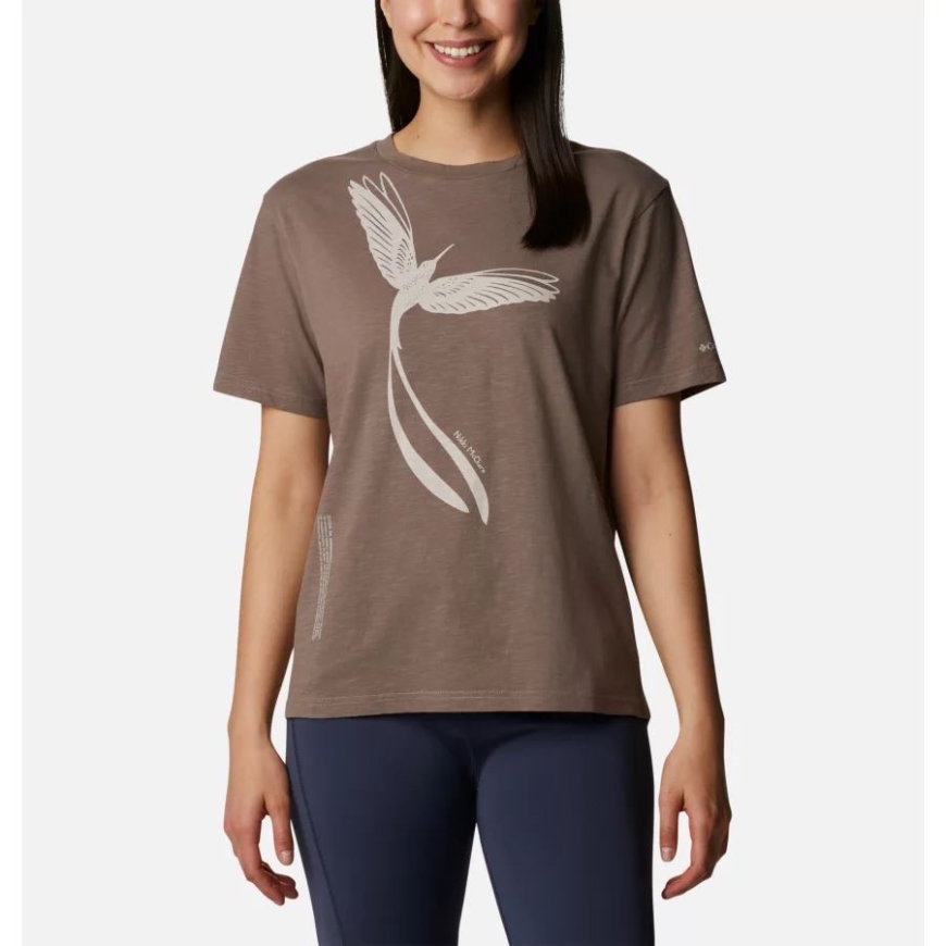コロンビア レディース ブレーク イット ダウン Tシャツ アイアン/グラフィック ハミングバード