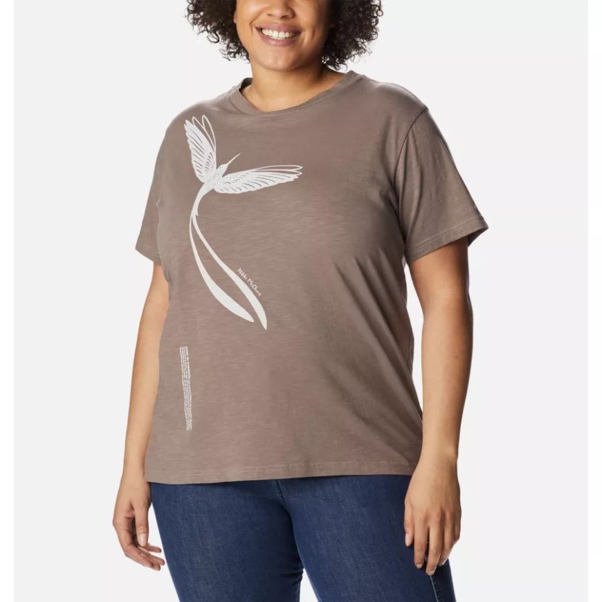 コロンビア レディース ブレーク イット ダウン Tシャツ プラスサイズ アイアン/グラフィック ハチドリ
