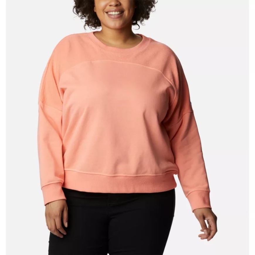 コロンビア レディース コロンビア ロッジ フレンチ テリー​​ クルー プラスサイズ コーラル リーフ