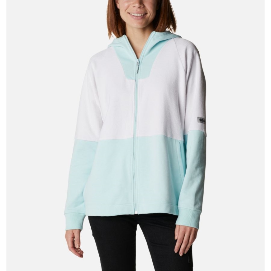 コロンビア レディース コロンビア ロッジ フレンチ テリー​​ フード付きフルジップ ジャケット アイシー モーン/ホワイト