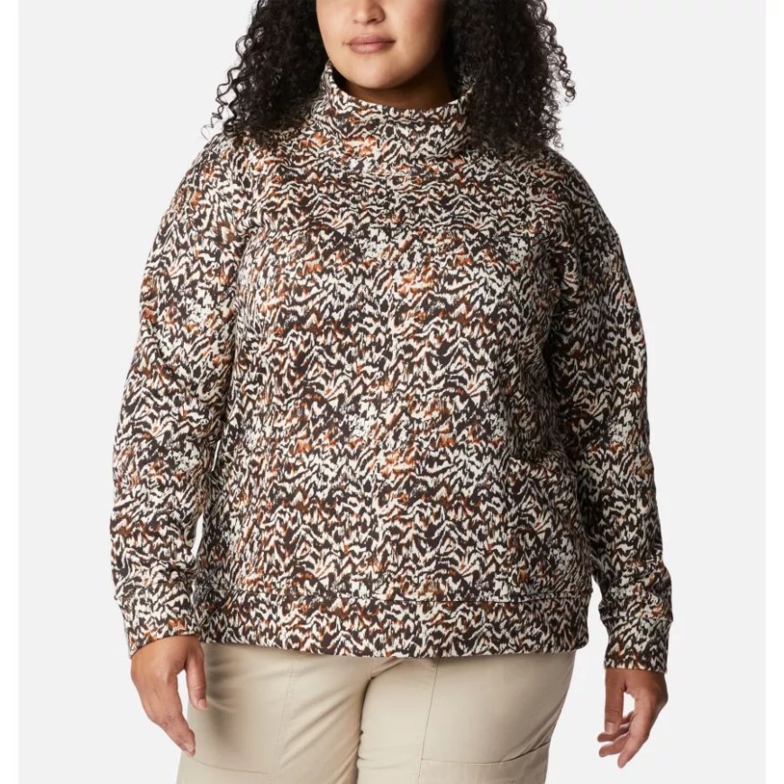 コロンビア レディース コロンビア ロッジ ファンネル プルオーバー プラスサイズ 暖かい銅地形プリント