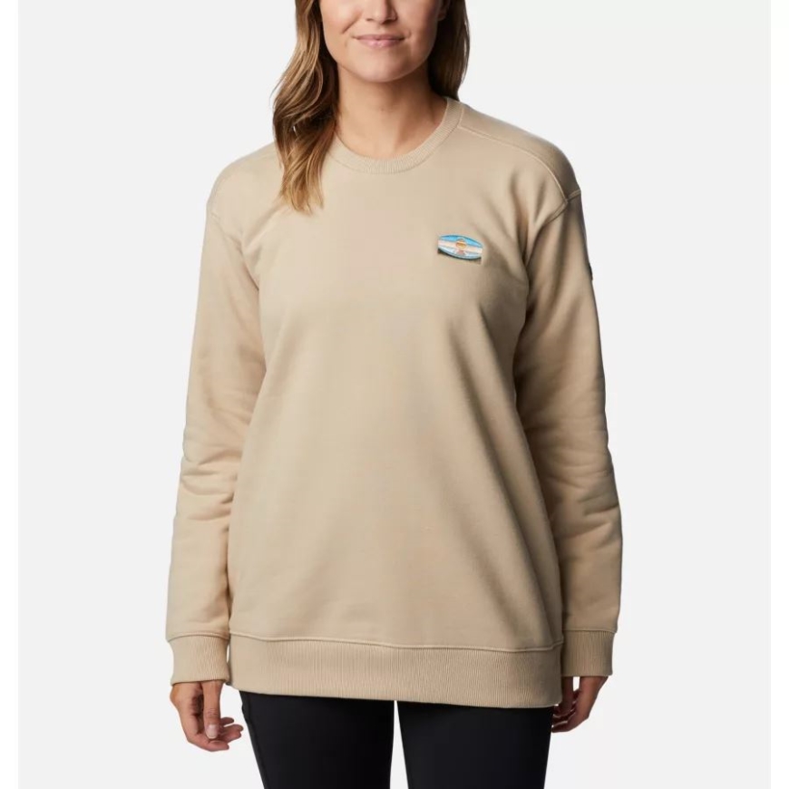 コロンビア 女性用 コロンビア ロッジ ヘビーウェイト グラフィック クルー 古代の化石/サントレック 手のひら 胸