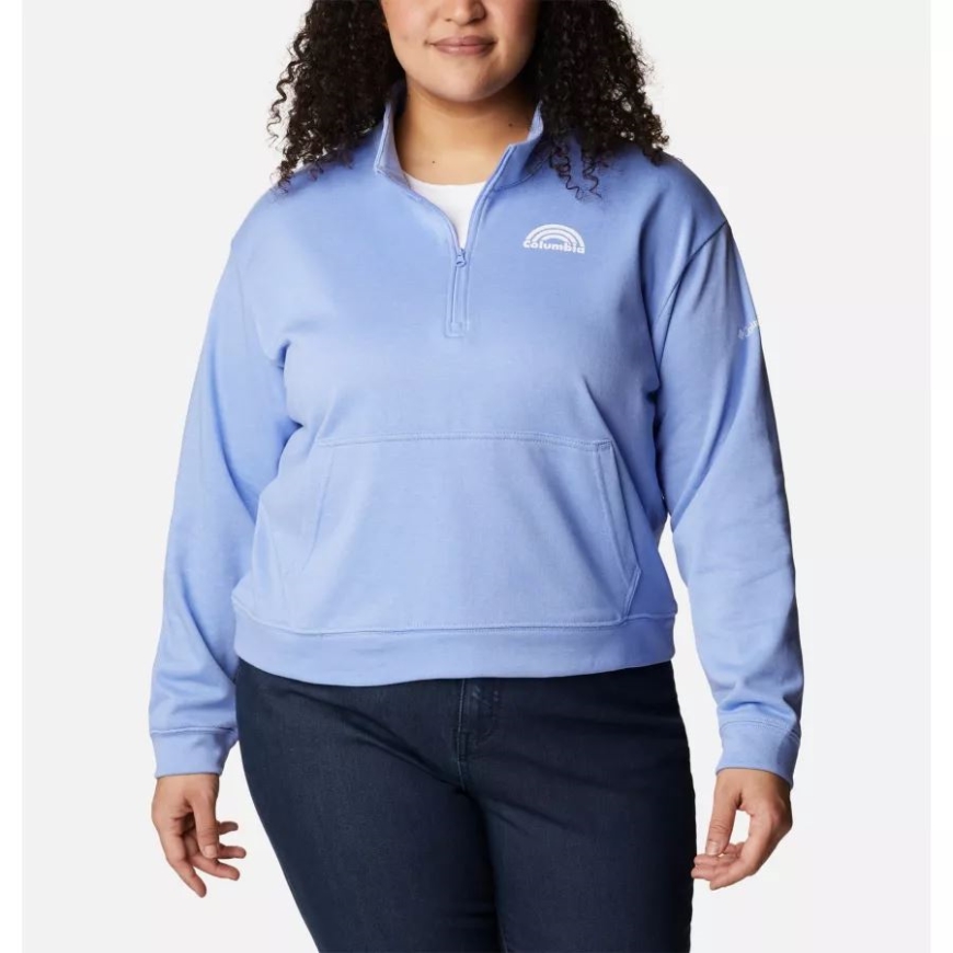 コロンビア レディース コロンビア トレック フレンチテリー ハーフジップ スウェットシャツ プラスサイズ セレニティ ヘザー/レインボー