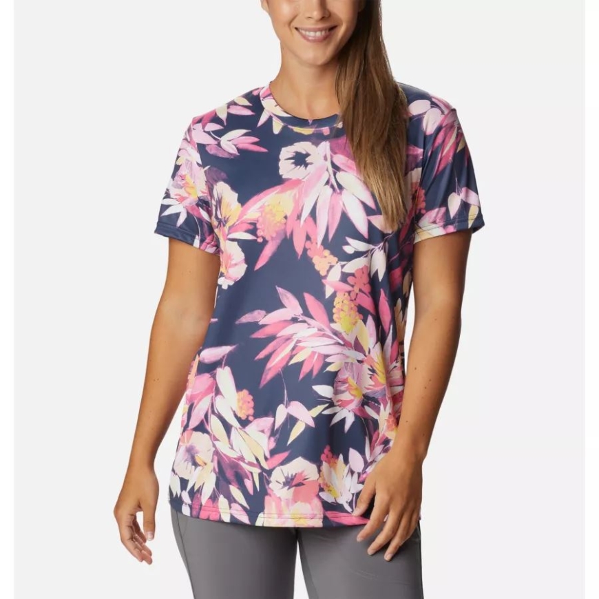 コロンビア レディース フォーク ストリーム Tシャツ ワイルドゼラニウム/ウィステリアン