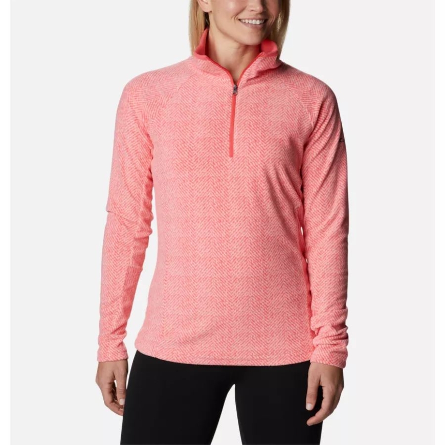 コロンビア レディース グレイシャル Iv プリント ハーフジップ プルオーバー ブラッシュ ピンク ヘリンボーン プリント