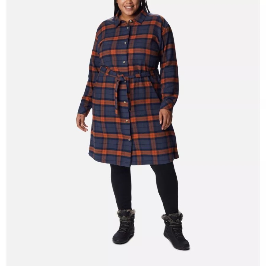コロンビア レディース ヒイラギ ハイダウェイ フランネル ドレス プラスサイズ 暖かい 銅 シンプル タータン