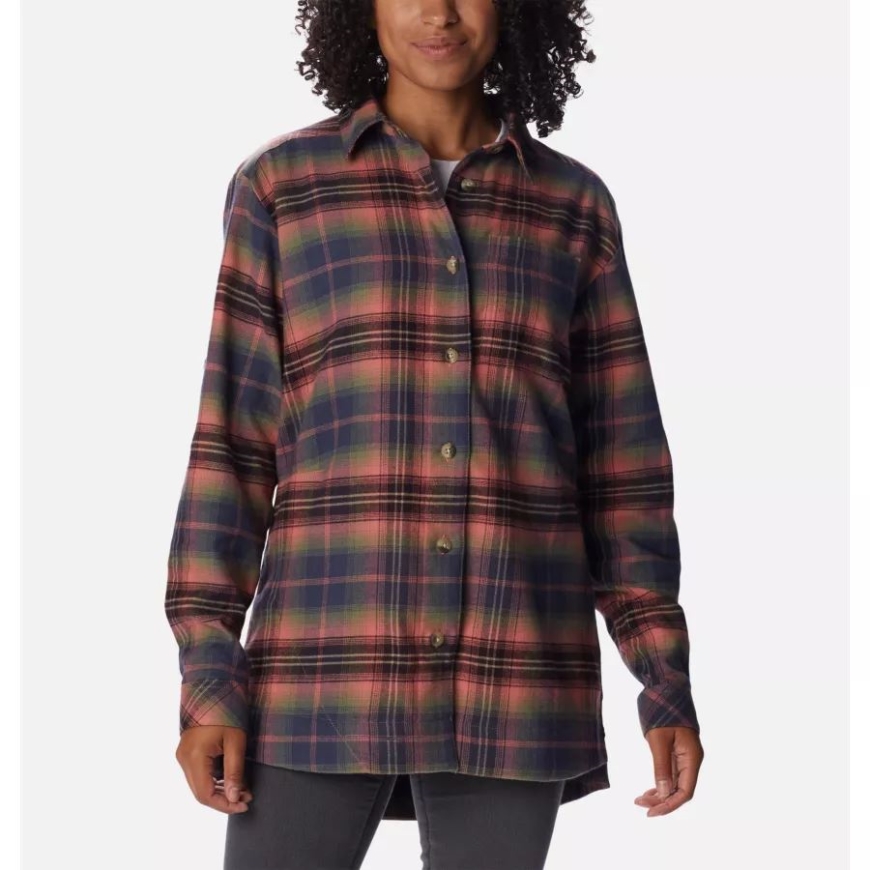 コロンビア レディース ホリー ハイダウェイ フランネル シャツ ダーク コーラル マルチ タータン