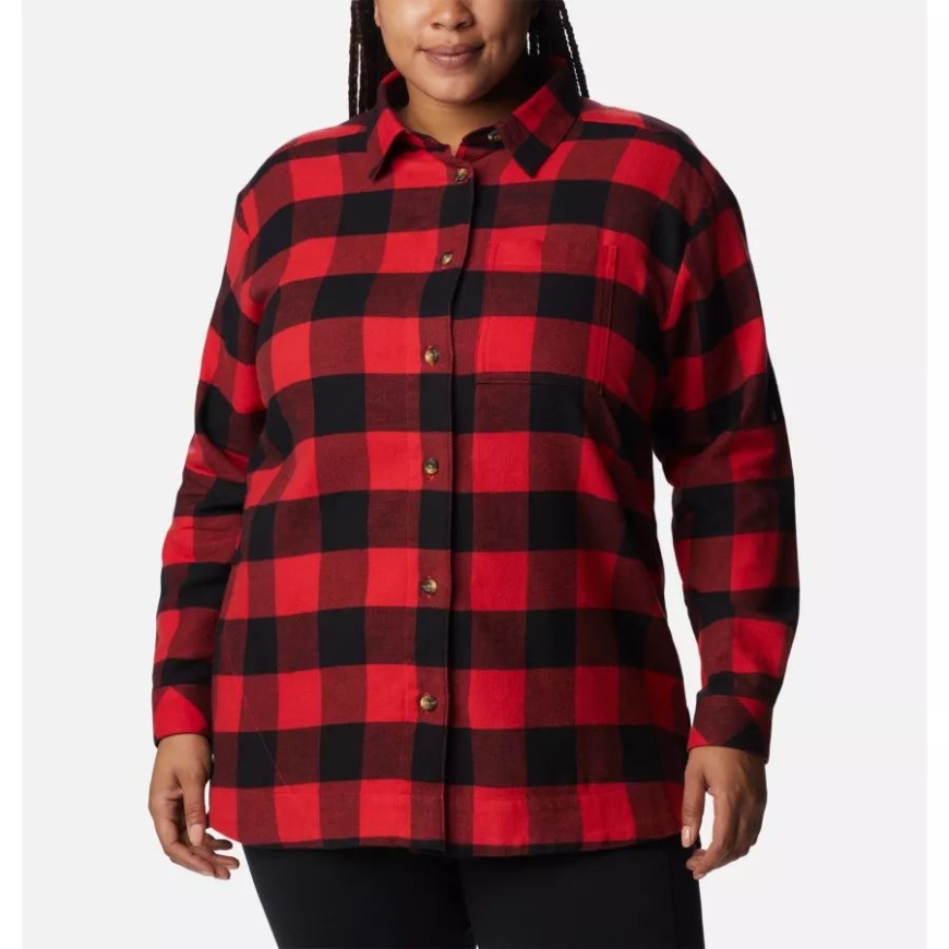 コロンビア レディース ホリー ハイダウェイ フランネル シャツ プラス サイズ レッド リリー バッファロー チェック