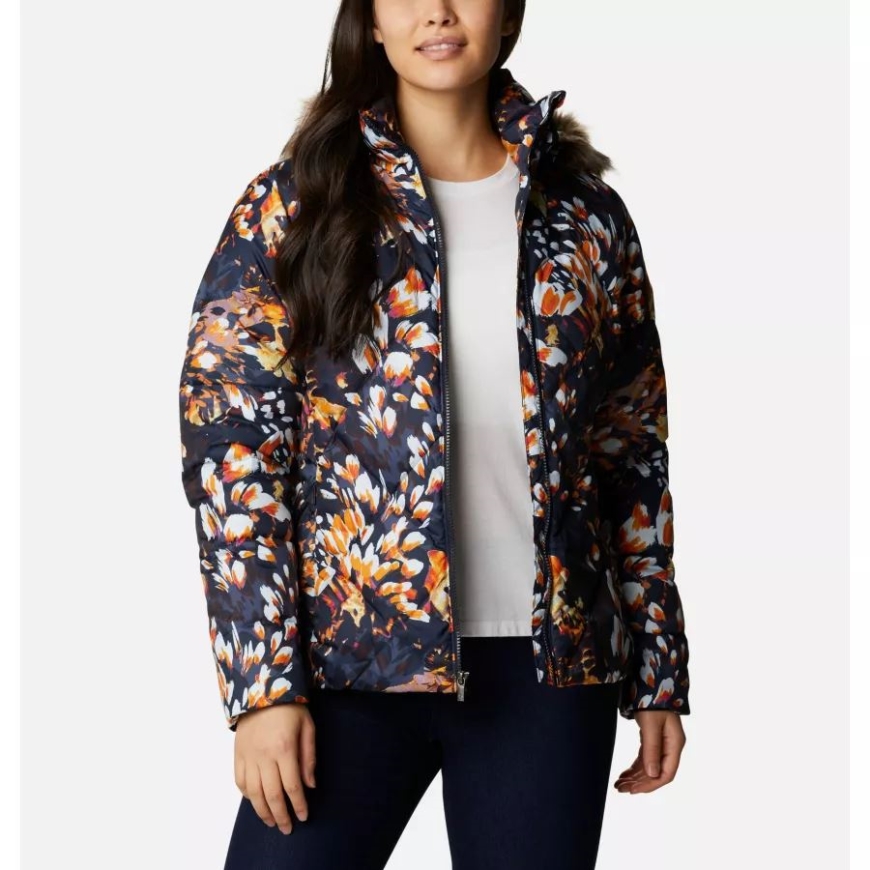 コロンビアの女性の氷の高さ Ii ダウン ジャケット暗い夜行性蛍光プリント